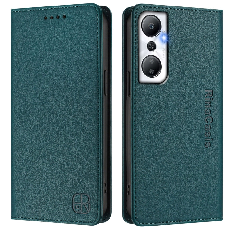 For Infinix Hot 20 4G RC01 Dual-Folded Magnetic Suction RFID Leather Phone Case
