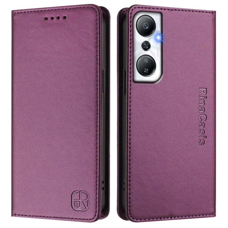 For Infinix Hot 20 4G RC01 Dual-Folded Magnetic Suction RFID Leather Phone Case