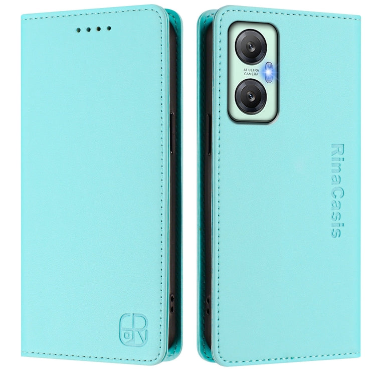 For Infinix Hot 20 5G RC01 Dual-Folded Magnetic Suction RFID Leather Phone Case