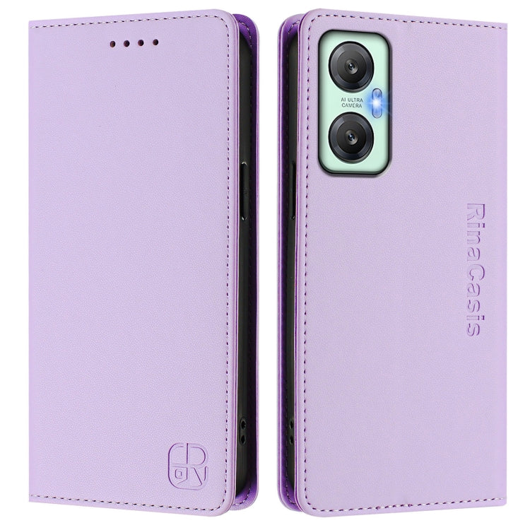 For Infinix Hot 20 5G RC01 Dual-Folded Magnetic Suction RFID Leather Phone Case