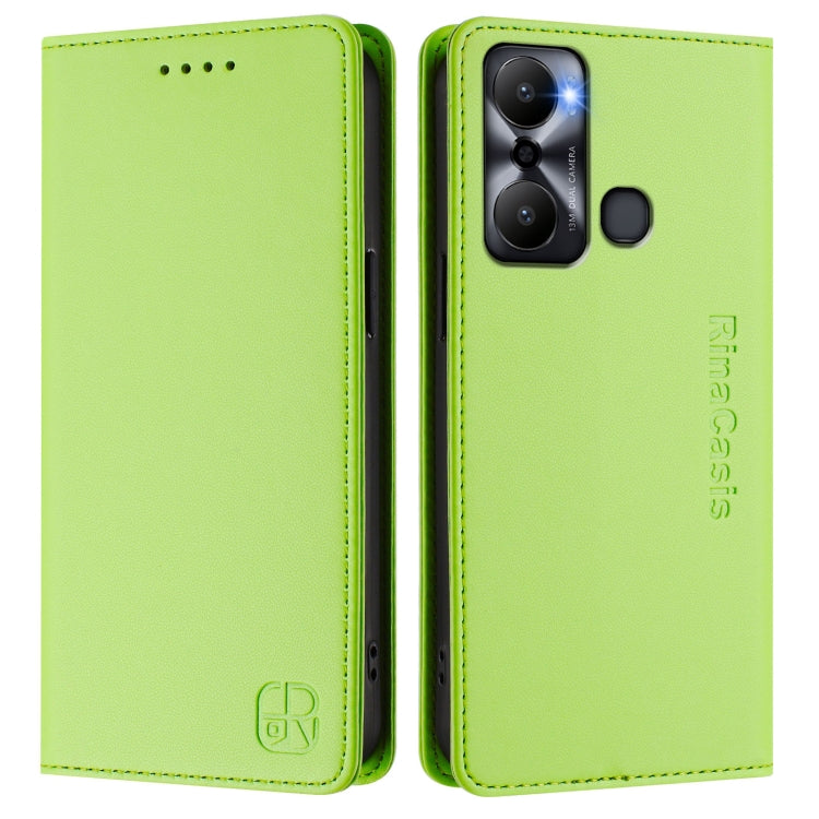 For Infinix Hot 20 Play RC01 Dual-Folded Magnetic Suction RFID Leather Phone Case