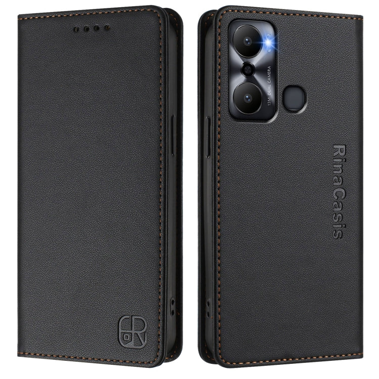 For Infinix Hot 20 Play RC01 Dual-Folded Magnetic Suction RFID Leather Phone Case
