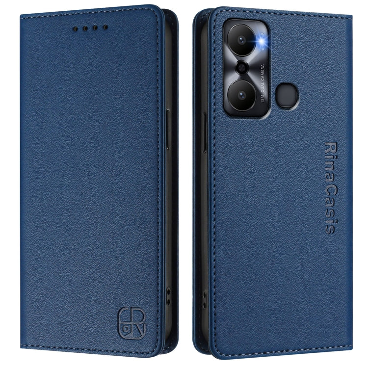 For Infinix Hot 20 Play RC01 Dual-Folded Magnetic Suction RFID Leather Phone Case
