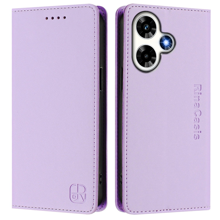 For Infinix Hot 30 4G RC01 Dual-Folded Magnetic Suction RFID Leather Phone Case