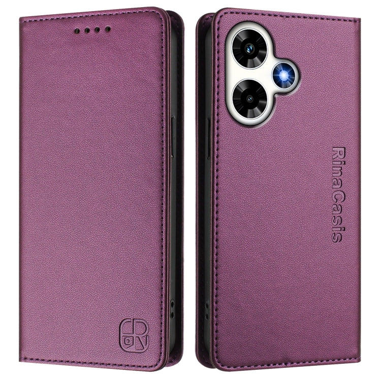 For Infinix Hot 30 4G RC01 Dual-Folded Magnetic Suction RFID Leather Phone Case