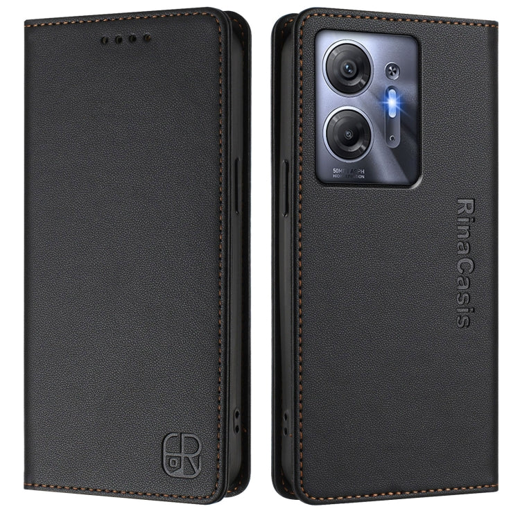 For Infinix Hot 30 5G RC01 Dual-Folded Magnetic Suction RFID Leather Phone Case