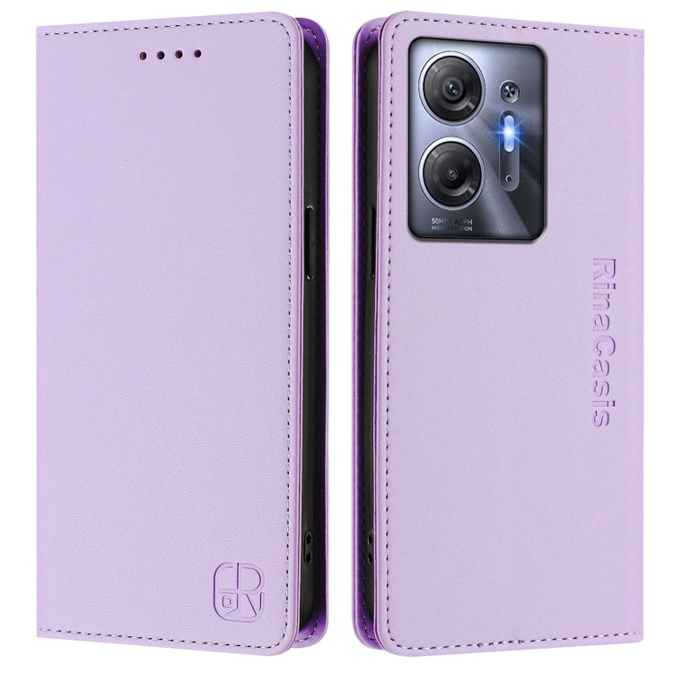For Infinix Hot 30 5G RC01 Dual-Folded Magnetic Suction RFID Leather Phone Case