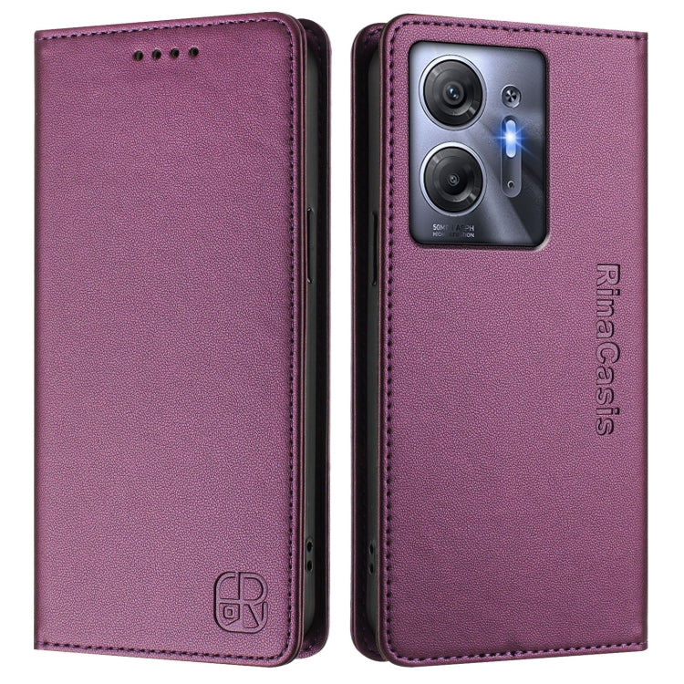 For Infinix Hot 30 5G RC01 Dual-Folded Magnetic Suction RFID Leather Phone Case