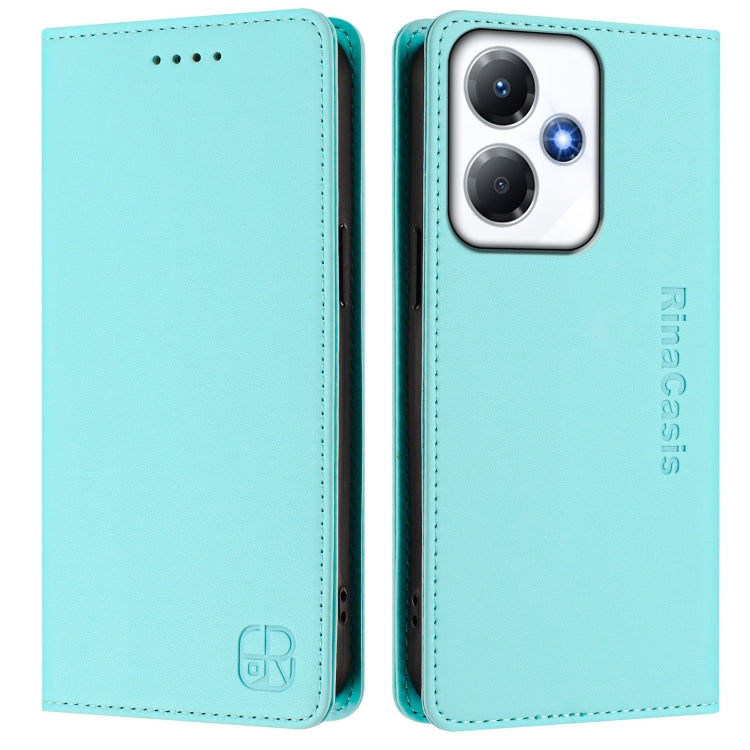 For Infinix Hot 30 Play 4G / NFC 4G RC01 Dual-Folded Magnetic Suction RFID Leather Phone Case