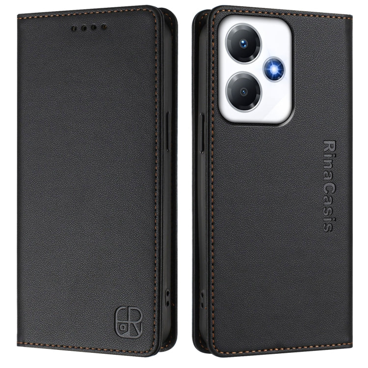For Infinix Hot 30 Play 4G / NFC 4G RC01 Dual-Folded Magnetic Suction RFID Leather Phone Case