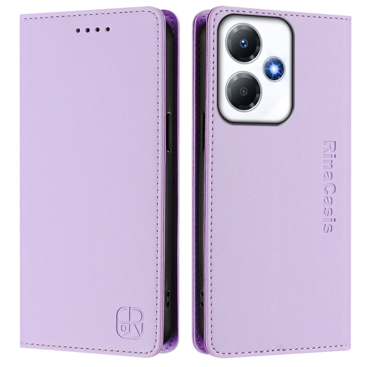 For Infinix Hot 30 Play 4G / NFC 4G RC01 Dual-Folded Magnetic Suction RFID Leather Phone Case