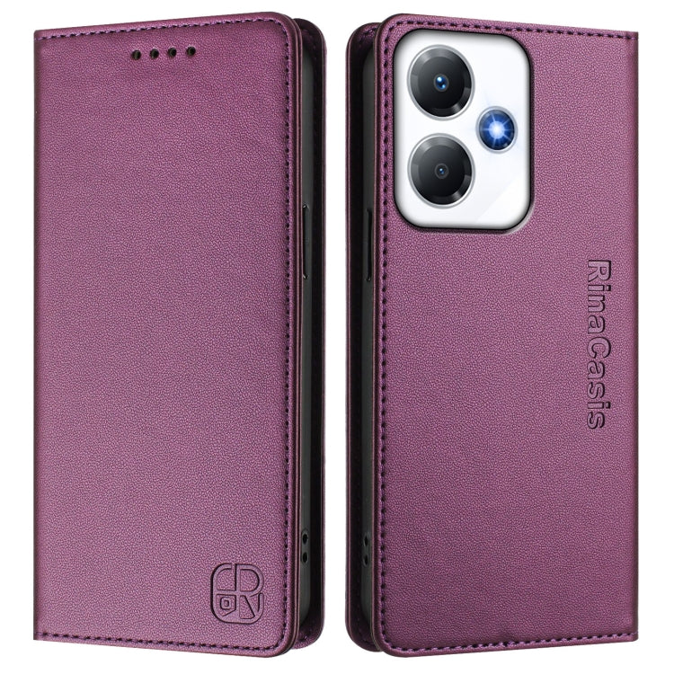 For Infinix Hot 30 Play 4G / NFC 4G RC01 Dual-Folded Magnetic Suction RFID Leather Phone Case