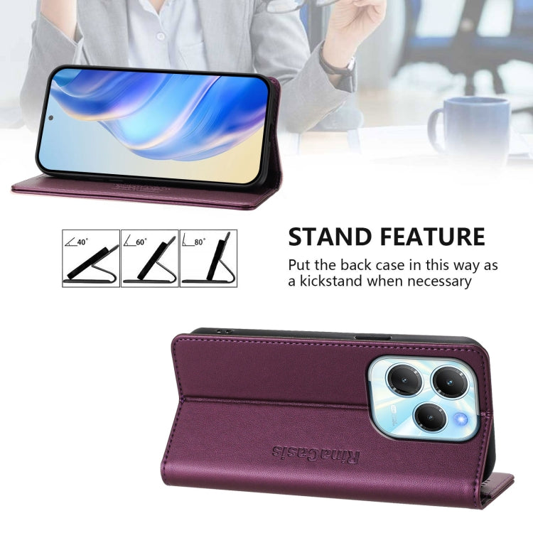 For Infinix Hot 40 4G / Hot 40 Play RC01 Dual-Folded Magnetic Suction RFID Leather Phone Case