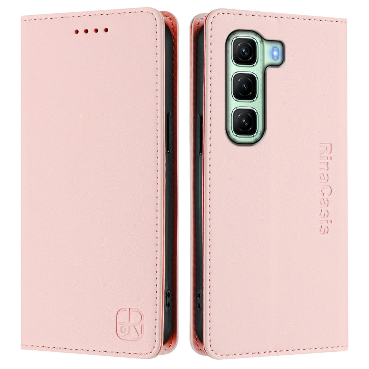 For Infinix Hot 50 4G RC01 Dual-Folded Magnetic Suction RFID Leather Phone Case