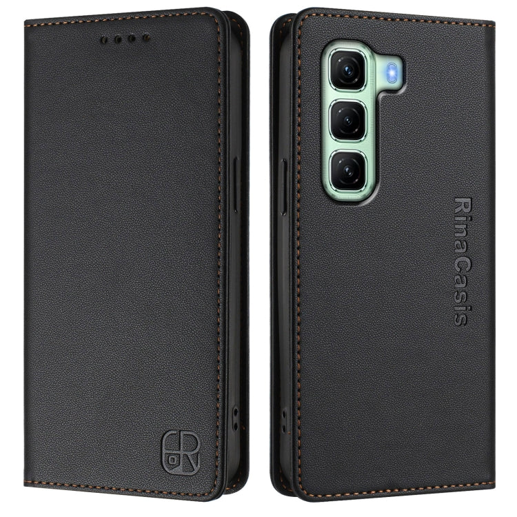 For Infinix Hot 50 4G RC01 Dual-Folded Magnetic Suction RFID Leather Phone Case