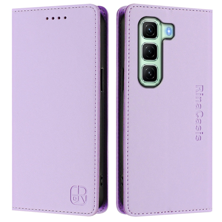 For Infinix Hot 50 4G RC01 Dual-Folded Magnetic Suction RFID Leather Phone Case