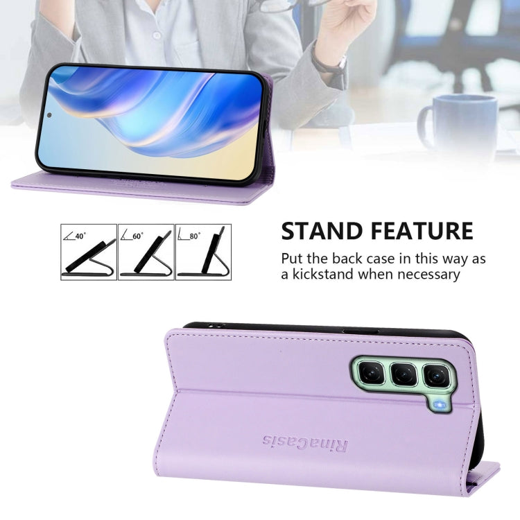 For Infinix Hot 50 4G RC01 Dual-Folded Magnetic Suction RFID Leather Phone Case