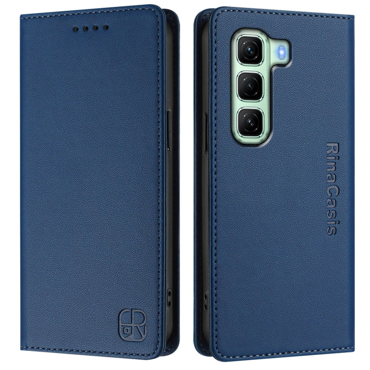 For Infinix Hot 50 4G RC01 Dual-Folded Magnetic Suction RFID Leather Phone Case
