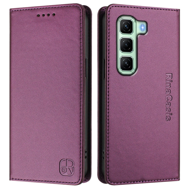 For Infinix Hot 50 4G RC01 Dual-Folded Magnetic Suction RFID Leather Phone Case