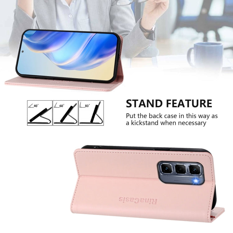 For Infinix Hot 50 Pro+ 4G RC01 Dual-Folded Magnetic Suction RFID Leather Phone Case