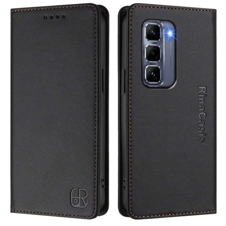 For Infinix Hot 50 Pro+ 4G RC01 Dual-Folded Magnetic Suction RFID Leather Phone Case