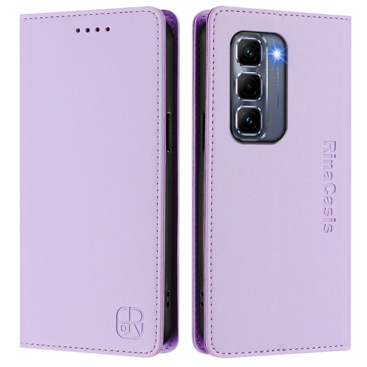 For Infinix Hot 50 Pro+ 4G RC01 Dual-Folded Magnetic Suction RFID Leather Phone Case
