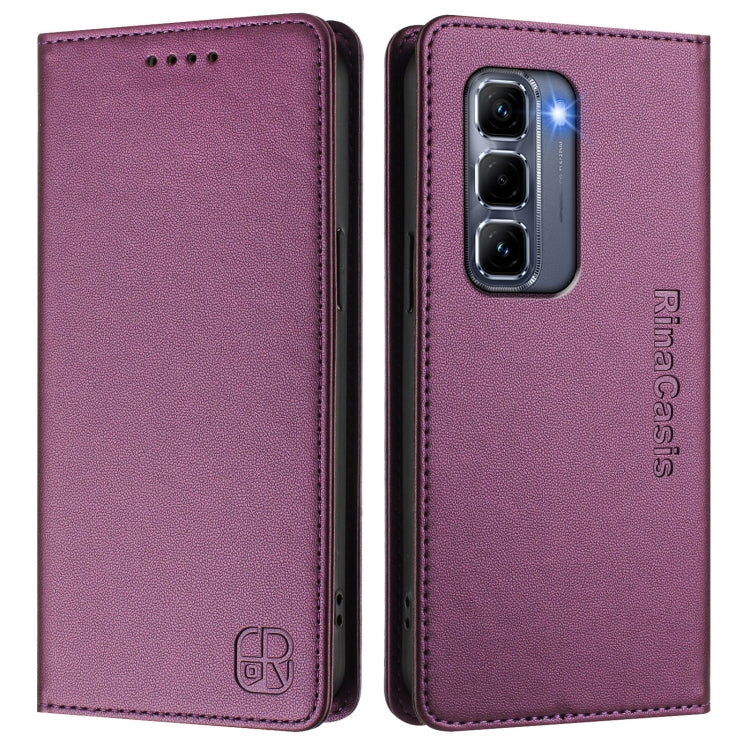 For Infinix Hot 50 Pro+ 4G RC01 Dual-Folded Magnetic Suction RFID Leather Phone Case
