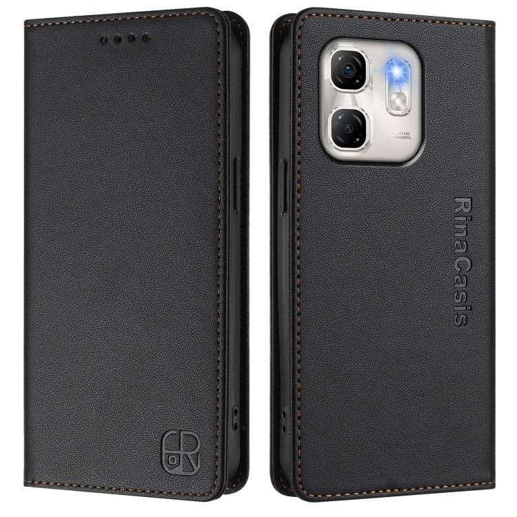 For Infinix Hot 50i 5G / Smart 9 4G RC01 Dual-Folded Magnetic Suction RFID Leather Phone Case