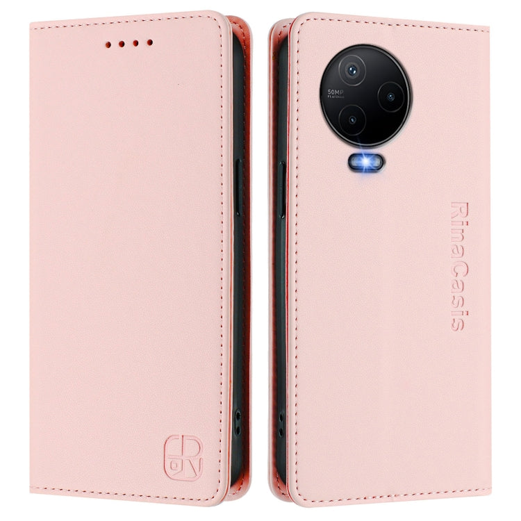 For Infinix Note 12 4G / 12 Pro 4G RC01 Dual-Folded Magnetic Suction RFID Leather Phone Case