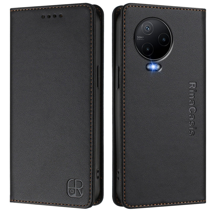 For Infinix Note 12 4G / 12 Pro 4G RC01 Dual-Folded Magnetic Suction RFID Leather Phone Case