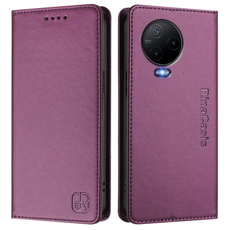 For Infinix Note 12 4G / 12 Pro 4G RC01 Dual-Folded Magnetic Suction RFID Leather Phone Case