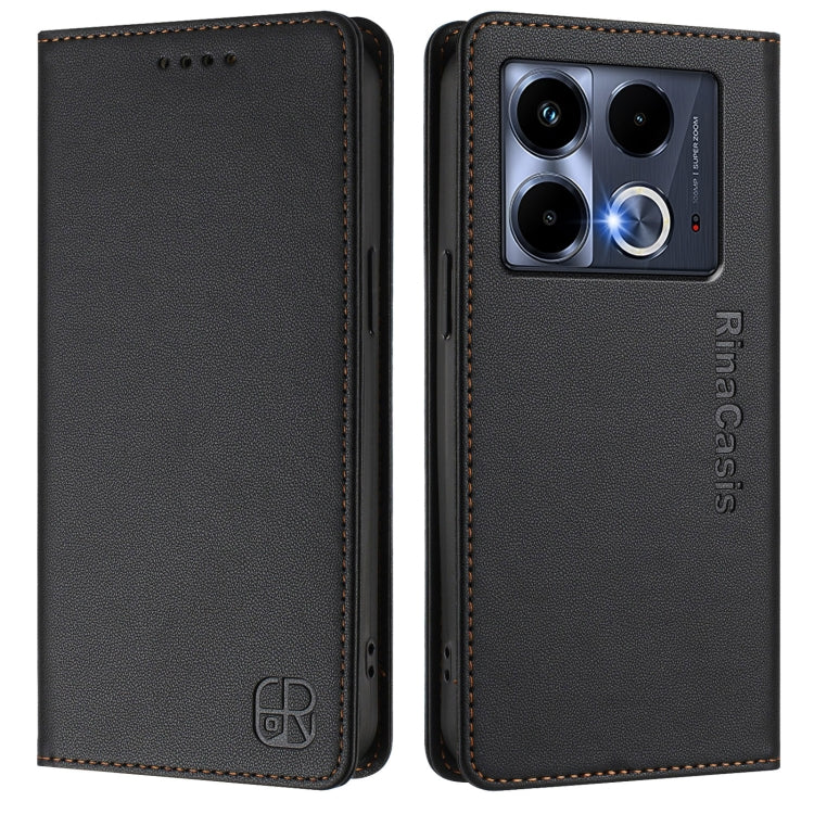 For Infinix Note 40 4G RC01 Dual-Folded Magnetic Suction RFID Leather Phone Case