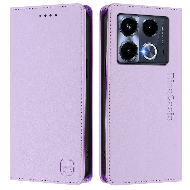 For Infinix Note 40 4G RC01 Dual-Folded Magnetic Suction RFID Leather Phone Case