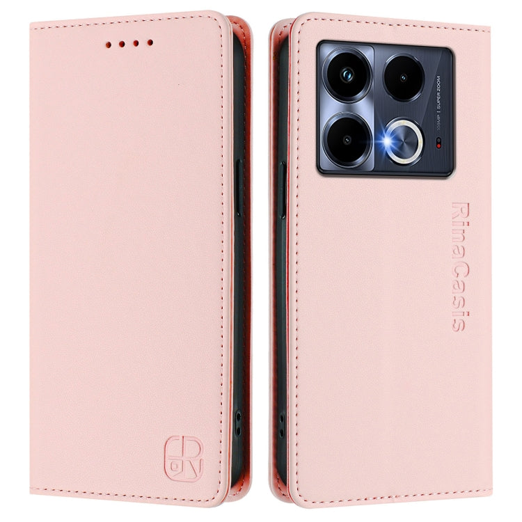 For Infinix Note 40 5G RC01 Dual-Folded Magnetic Suction RFID Leather Phone Case