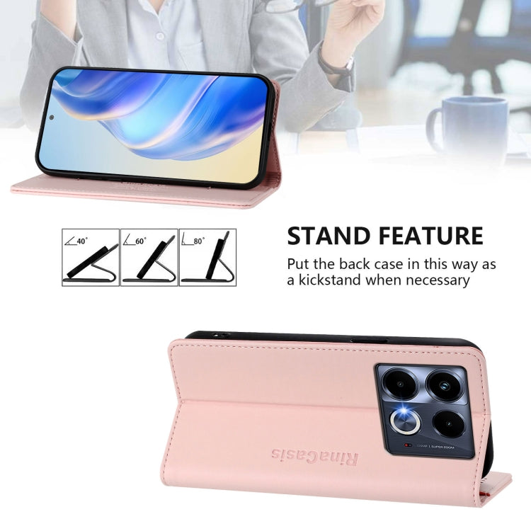 For Infinix Note 40 5G RC01 Dual-Folded Magnetic Suction RFID Leather Phone Case