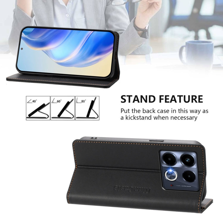 For Infinix Note 40 5G RC01 Dual-Folded Magnetic Suction RFID Leather Phone Case