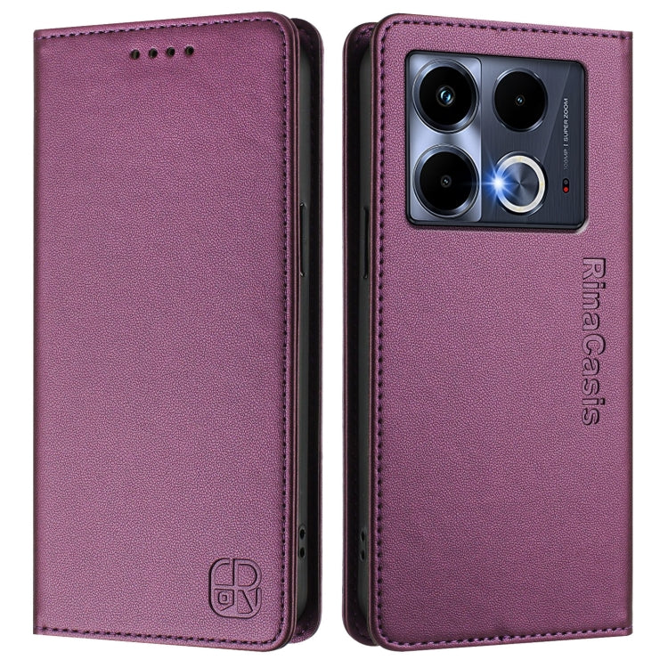 For Infinix Note 40 5G RC01 Dual-Folded Magnetic Suction RFID Leather Phone Case