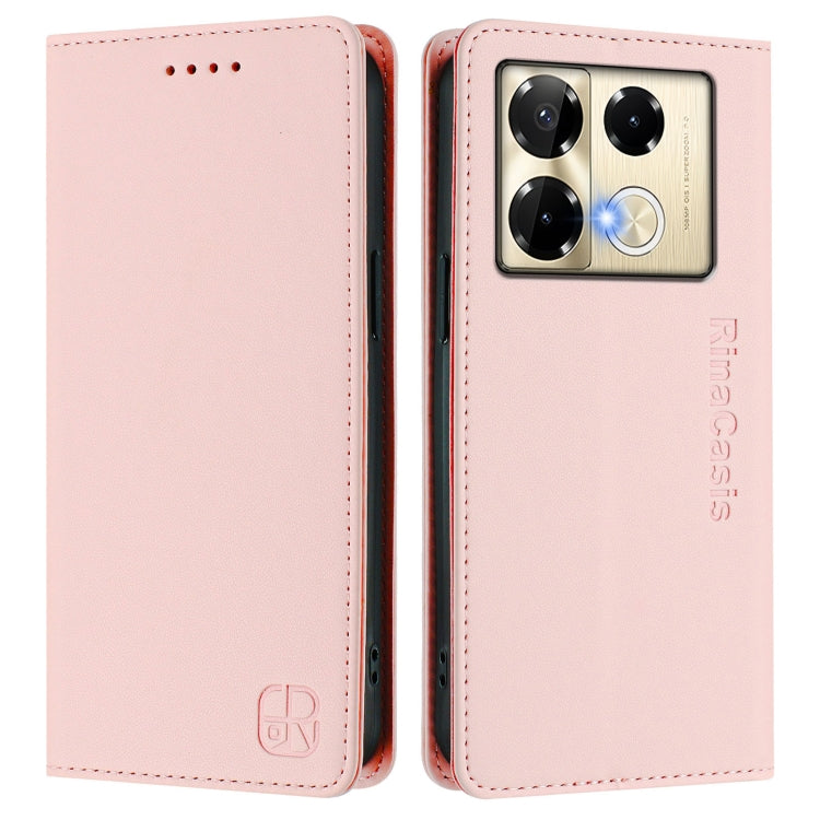 For Infinix Note 40 Pro 4G / 5G RC01 Dual-Folded Magnetic Suction RFID Leather Phone Case