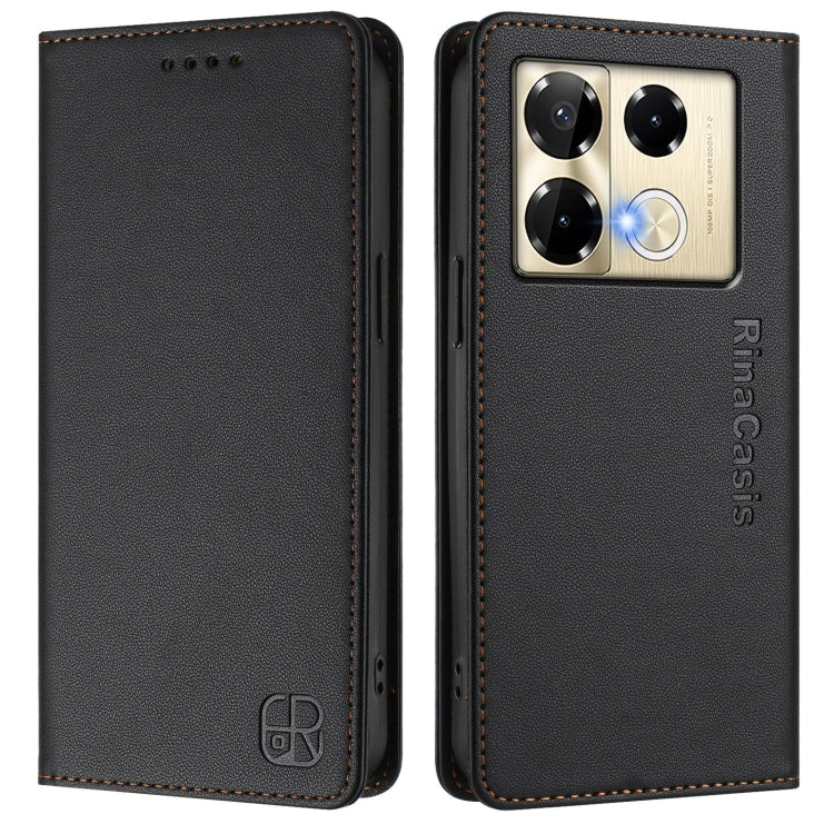 For Infinix Note 40 Pro 4G / 5G RC01 Dual-Folded Magnetic Suction RFID Leather Phone Case