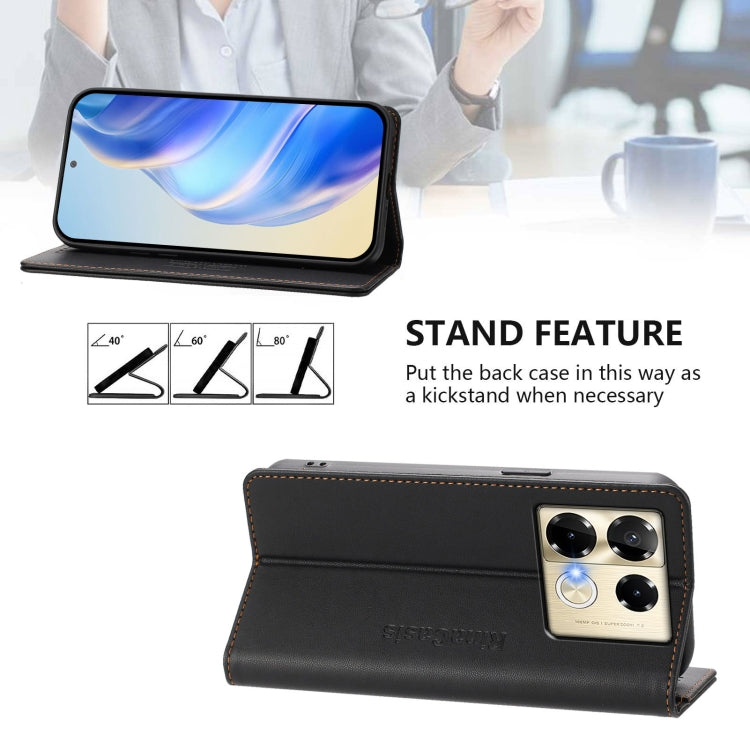 For Infinix Note 40 Pro 4G / 5G RC01 Dual-Folded Magnetic Suction RFID Leather Phone Case