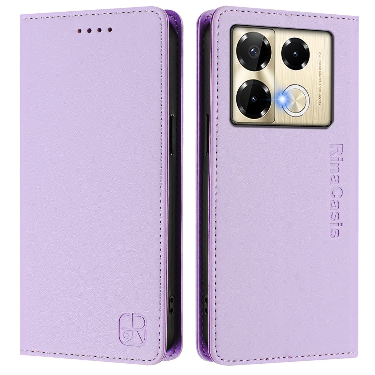 For Infinix Note 40 Pro 4G / 5G RC01 Dual-Folded Magnetic Suction RFID Leather Phone Case
