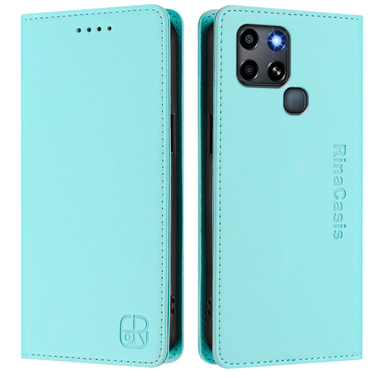For Infinix Smart 6 / 6 Plus / 6 HD RC01 Dual-Folded Magnetic Suction RFID Leather Phone Case