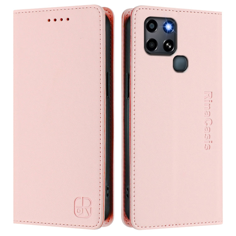 For Infinix Smart 6 / 6 Plus / 6 HD RC01 Dual-Folded Magnetic Suction RFID Leather Phone Case