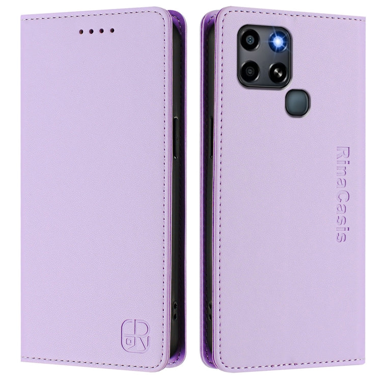 For Infinix Smart 6 / 6 Plus / 6 HD RC01 Dual-Folded Magnetic Suction RFID Leather Phone Case