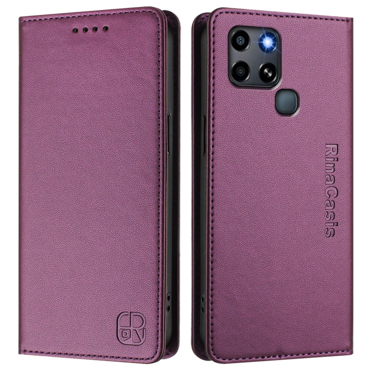 For Infinix Smart 6 / 6 Plus / 6 HD RC01 Dual-Folded Magnetic Suction RFID Leather Phone Case