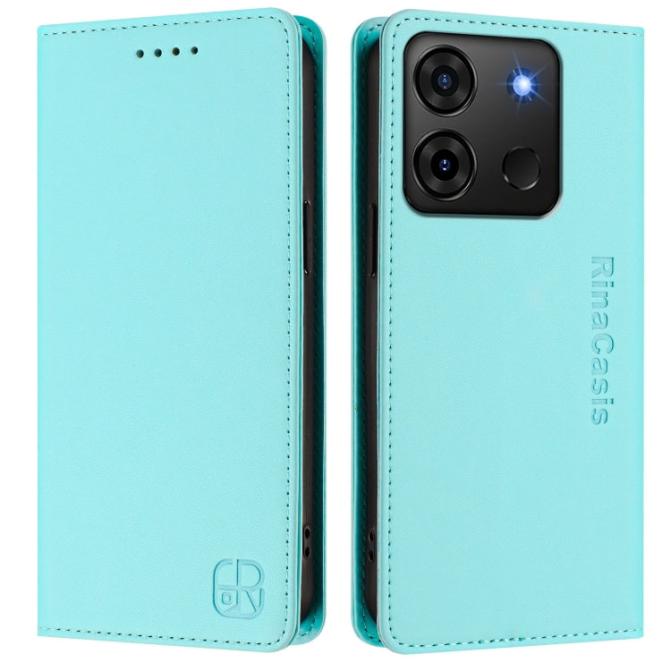 For Infinix Smart 7 India / 7 Plus RC01 Dual-Folded Magnetic Suction RFID Leather Phone Case