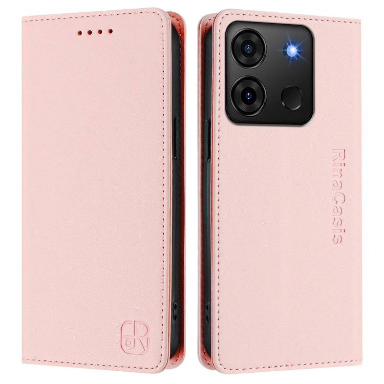 For Infinix Smart 7 India / 7 Plus RC01 Dual-Folded Magnetic Suction RFID Leather Phone Case