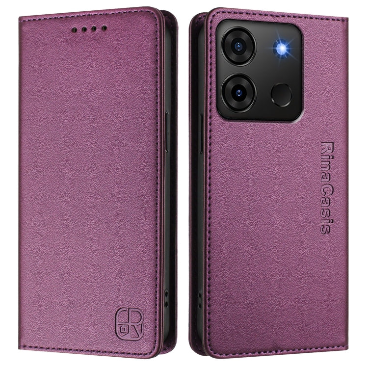 For Infinix Smart 7 India / 7 Plus RC01 Dual-Folded Magnetic Suction RFID Leather Phone Case