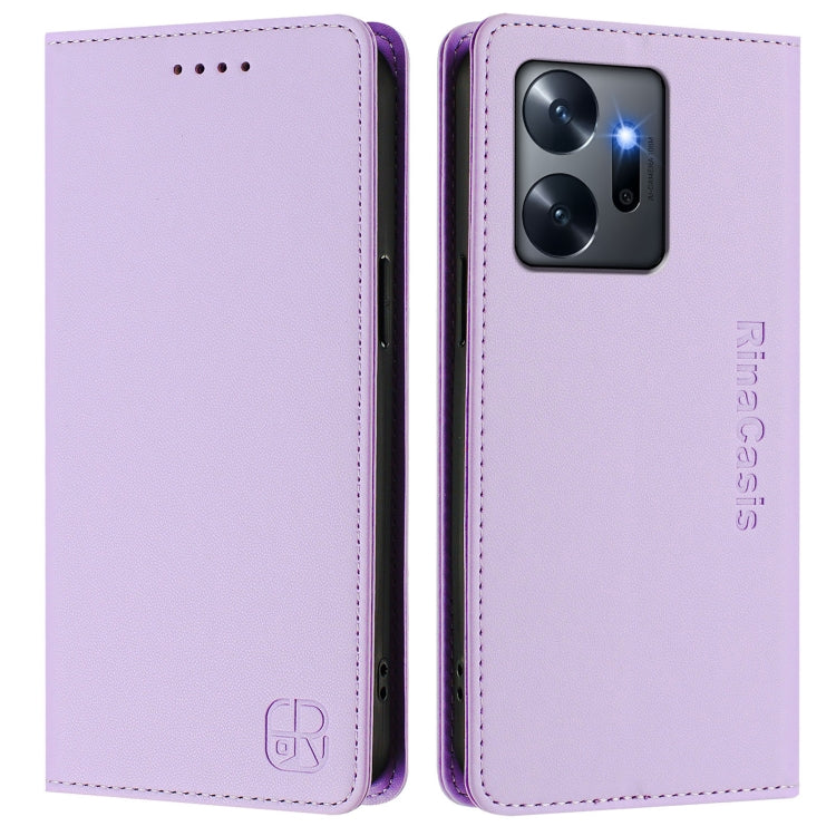 For Infinix Zero 20 RC01 Dual-Folded Magnetic Suction RFID Leather Phone Case