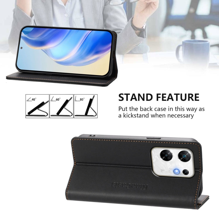 For Infinix Zero 30 4G RC01 Dual-Folded Magnetic Suction RFID Leather Phone Case